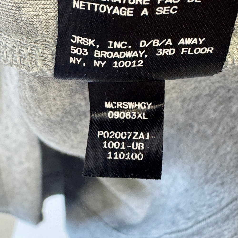 Away Travel Men's 3XL Heather Grey Crewneck Sweatshirt Zipper Pocket Athleisure - Picture 10 of 11